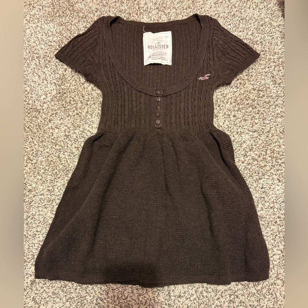 Hollister Brown Knit Babydoll Top